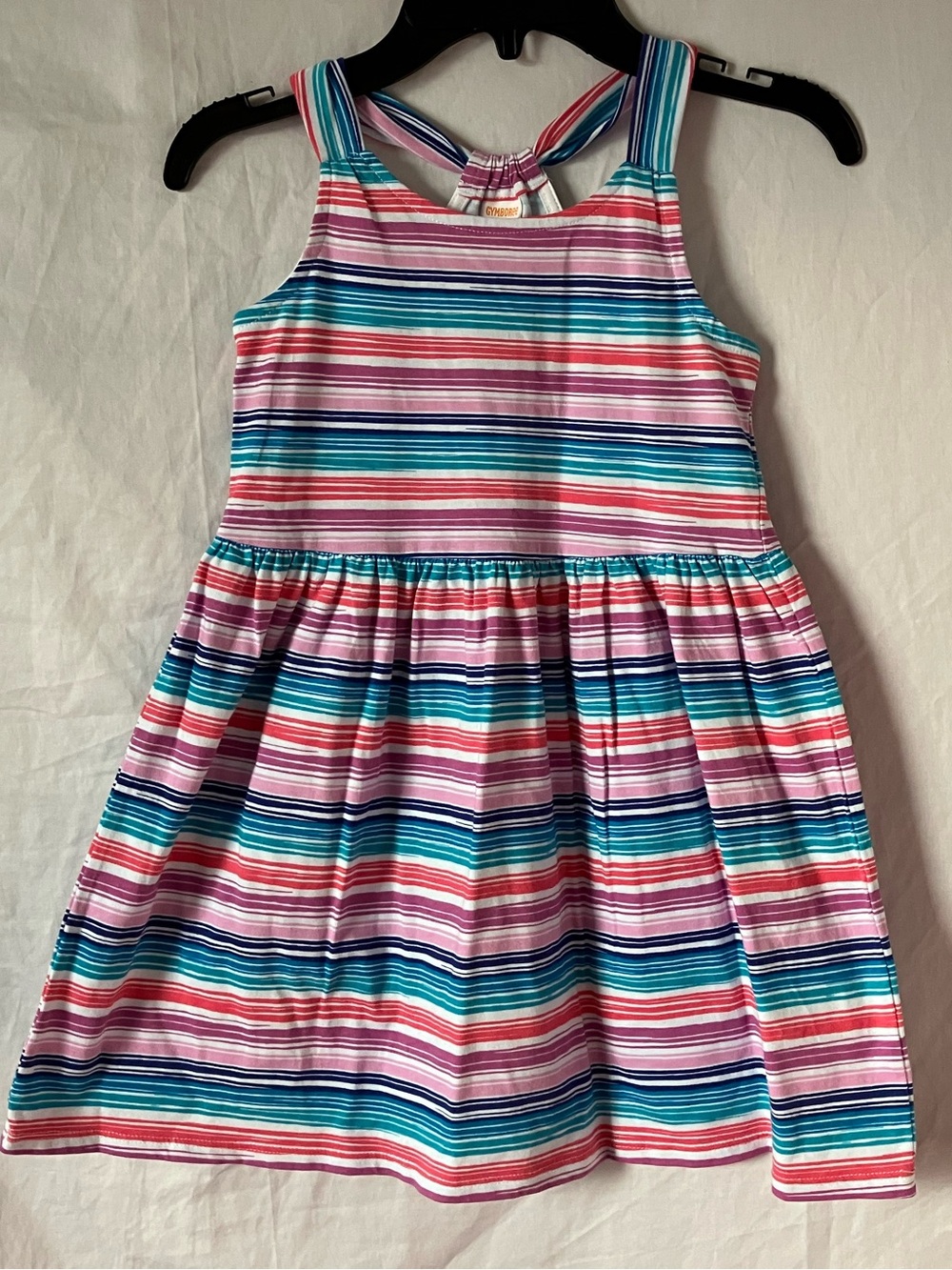 Gymboree Striped Tank Dress in Pink, Teal, White size 5.